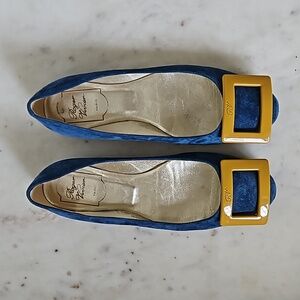 ROGER VIVIER:  Royal Blue Gommette silky soft suede ballet flats